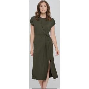 Cupshe Olive Green Knot-Front Midi Dress – Size Large